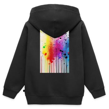 Farbspritzer und Linien - Kinder Premium Organic Zip Hoodie - Schwarz - Hinten - AI Model Kid Male (0cm)
