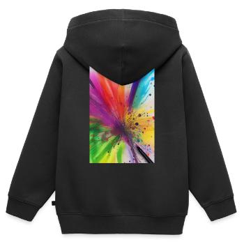 Éclaboussures de couleur - Sweat Premium à capuche zippé enfant bio - noir - Dos - AI Model Kid Male (0cm)