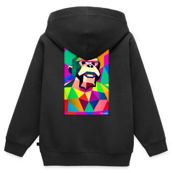 Affe Polygon Tiere Wildnis Zoo Afrika Safari - Kinder Premium Organic Zip Hoodie - Schwarz - Hinten - AI Model Kid Male (0cm)