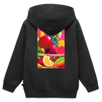 Fruit - Sweat Premium à capuche zippé enfant bio - noir - Dos - AI Model Kid Male (0cm)