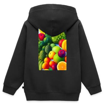 Fruit - Sweat Premium à capuche zippé enfant bio - noir - Dos - AI Model Kid Male (0cm)