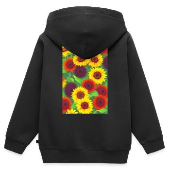 Sonnenblumen - Kinder Premium Organic Zip Hoodie - Schwarz - Hinten - AI Model Kid Male (0cm)