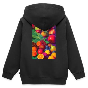 Fruit - Sweat Premium à capuche zippé enfant bio - noir - Dos - AI Model Kid Male (0cm)