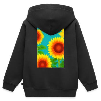Sonnenblumen - Kinder Premium Organic Zip Hoodie - Schwarz - Hinten - AI Model Kid Male (0cm)