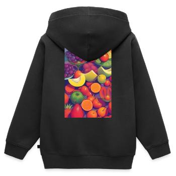 Fruit - Sweat Premium à capuche zippé enfant bio - noir - Dos - AI Model Kid Male (0cm)