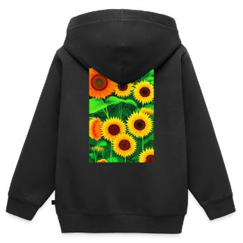 Sonnenblumen - Kinder Premium Organic Zip Hoodie - Schwarz - Hinten - AI Model Kid Male (0cm)