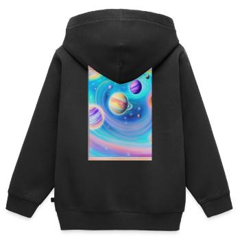 Weltall und Planeten - Kinder Premium Organic Zip Hoodie - Schwarz - Hinten - AI Model Kid Male (0cm)