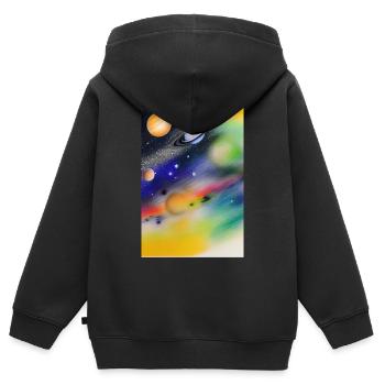Weltall und Planeten - Kinder Premium Organic Zip Hoodie - Schwarz - Hinten - AI Model Kid Male (0cm)