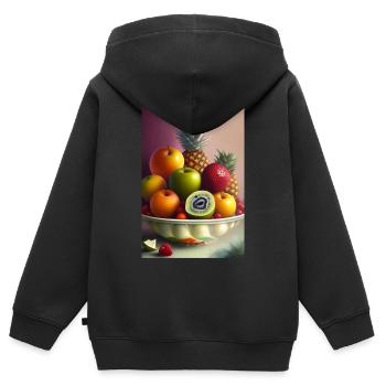 Fruit - Sweat Premium à capuche zippé enfant bio - noir - Dos - AI Model Kid Male (0cm)
