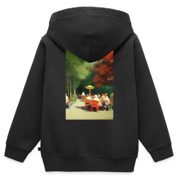 Asiatisches Cafe im Freien - Kinder Premium Organic Zip Hoodie - Schwarz - Hinten - AI Model Kid Male (0cm)