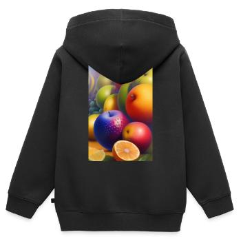 Fruit - Sweat Premium à capuche zippé enfant bio - noir - Dos - AI Model Kid Male (0cm)