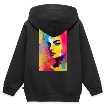 Abstrakte Kunst - Kinder Premium Organic Zip Hoodie - Schwarz - Hinten - AI Model Kid Male (0cm)
