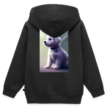Baby Hund - Kinder Premium Organic Zip Hoodie - Schwarz - Hinten - AI Model Kid Male (0cm)