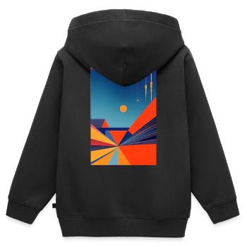 Abstrakte Kunst - Kinder Premium Organic Zip Hoodie - Schwarz - Hinten - AI Model Kid Male (0cm)