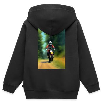 Motocross Fahren - Kinder Premium Organic Zip Hoodie - Schwarz - Hinten - AI Model Kid Male (0cm)