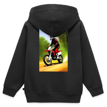 Motocross Fahren - Kinder Premium Organic Zip Hoodie - Schwarz - Hinten - AI Model Kid Male (0cm)