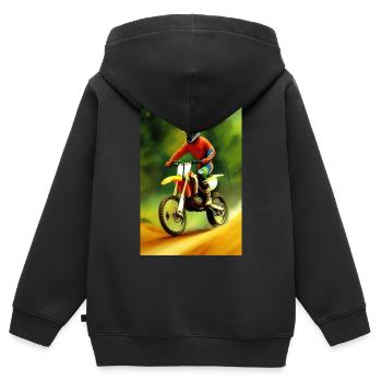 Motocross Fahren - Kinder Premium Organic Zip Hoodie - Schwarz - Hinten - AI Model Kid Male (0cm)