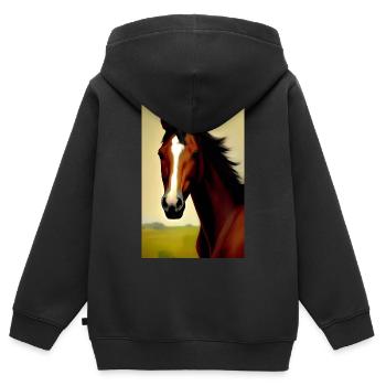Pferdekopf Öl Malerei - Kinder Premium Organic Zip Hoodie - Schwarz - Hinten - AI Model Kid Male (0cm)