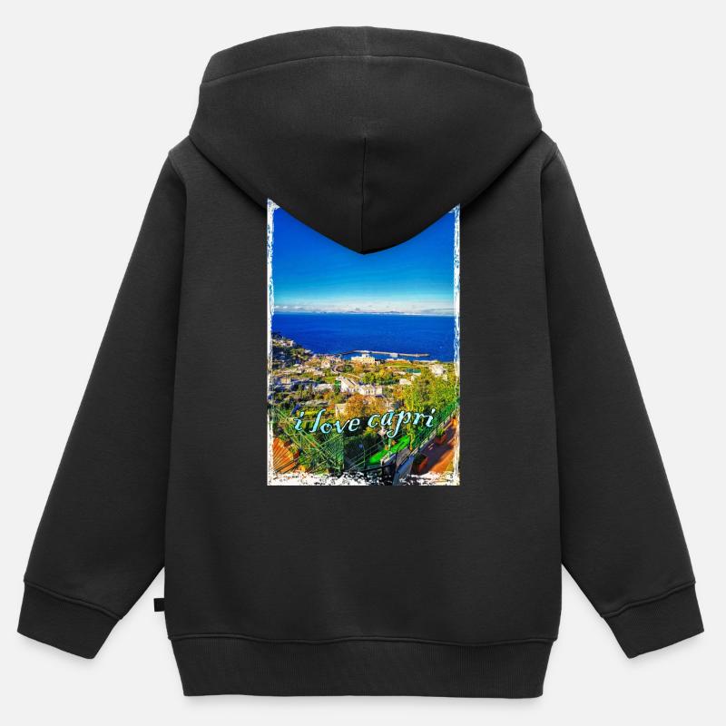 J’adore Capri - Sweat Premium à capuche zippé enfant bio - noir