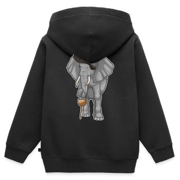 Elefant Pirat Holzbein Augenklappe - Kinder Premium Organic Zip Hoodie - Schwarz - Hinten - AI Model Kid Male (0cm)