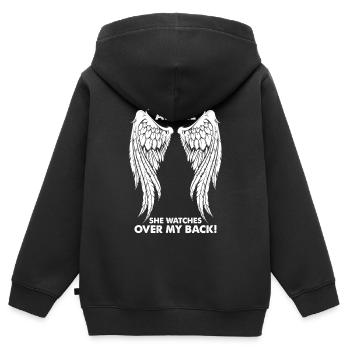 Meine Schwester ist Mein Schutzengel - Kinder Premium Organic Zip Hoodie - Schwarz - Hinten - AI Model Kid Male (0cm)