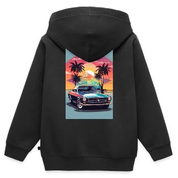 Muscle-Car - Kinder Premium Organic Zip Hoodie - Schwarz - Hinten - AI Model Kid Male (0cm)