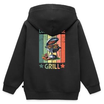 Grill Grillen Grillmeister - Kinder Premium Organic Zip Hoodie - Schwarz - Hinten - AI Model Kid Male (0cm)