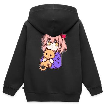 Anime Mädchen Manga Zeichentrick Comic Mangastyle - Kinder Premium Organic Zip Hoodie - Schwarz - Hinten - AI Model Kid Male (0cm)