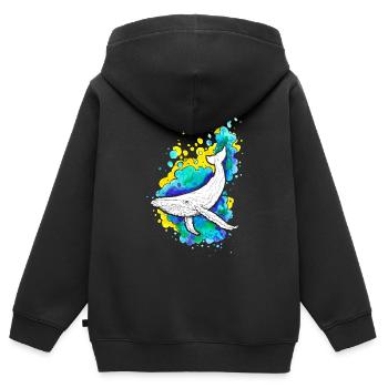 Baleine à bosse - Sweat Premium à capuche zippé enfant bio - noir - Dos - AI Model Kid Male (0cm)