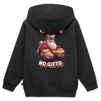 Père Noël grossier - Pas d’ascenseurs, pas de cadeaux - Sweat Premium à capuche zippé enfant bio - noir - Dos - AI Model Kid Male (0cm)