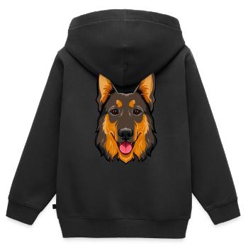 German Shepherd - Kids Premium Organic Zip-up Hoodie - black - Back - AI Model Kid Male (0cm)