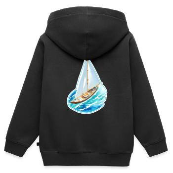Segelschiff - Kinder Premium Organic Zip Hoodie - Schwarz - Hinten - AI Model Kid Male (0cm)