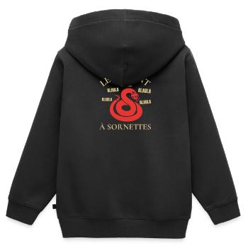 LE FAMEUX SERPENT À SORNETTES ! - Sweat Premium à capuche zippé enfant bio - noir - Dos - AI Model Kid Male (0cm)