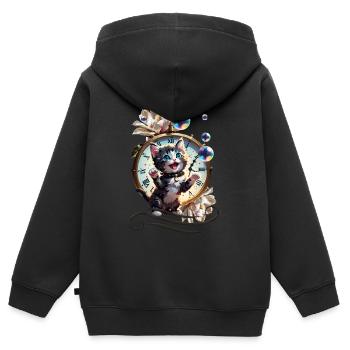 Bonne année, je vous souhaite le chaton mignon. - Sweat Premium à capuche zippé enfant bio - noir - Dos - AI Model Kid Male (0cm)