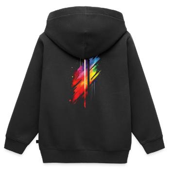 Subtil et cool Dripping Pride drapeau arc en ciel Design - Sweat Premium à capuche zippé enfant bio - noir - Dos - AI Model Kid Male (0cm)