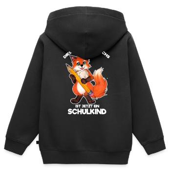 Dieser Schlaue Fuchs ist jetzt ein Schulkind - Kinder Premium Organic Zip Hoodie - Schwarz - Hinten - AI Model Kid Male (0cm)