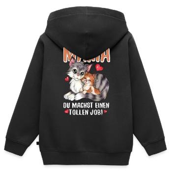 Mama, du machst einen tollen Job Muttertag Katze - Kinder Premium Organic Zip Hoodie - Schwarz - Hinten - AI Model Kid Male (0cm)
