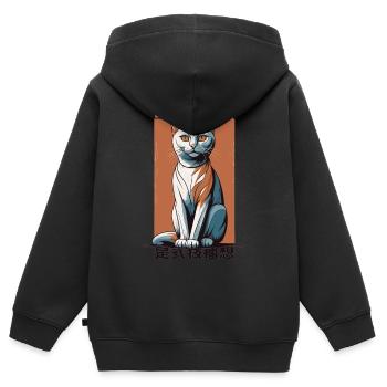 Katzenliebhaber - Kinder Premium Organic Zip Hoodie - Schwarz - Hinten - AI Model Kid Male (0cm)