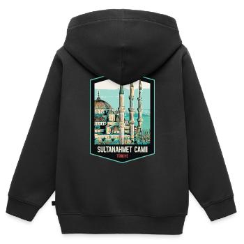 Grande Mosquée Bleue d'Istambul, Turquie - Sweat Premium à capuche zippé enfant bio - noir - Dos - AI Model Kid Male (0cm)