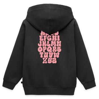 Lettres ABC Alphabet - Sweat Premium à capuche zippé enfant bio - noir - Dos - AI Model Kid Male (0cm)