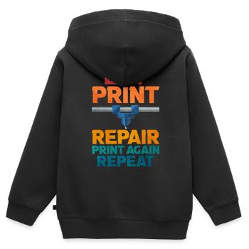 Impression 3D - Sweat Premium à capuche zippé enfant bio - noir - Dos - AI Model Kid Male (0cm)
