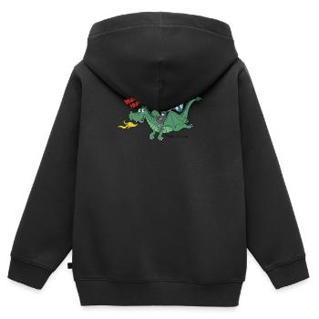 Kleiner Ritter und sein Freund, der Drache - Kinder Premium Organic Zip Hoodie - Schwarz - Hinten - AI Model Kid Male (0cm)
