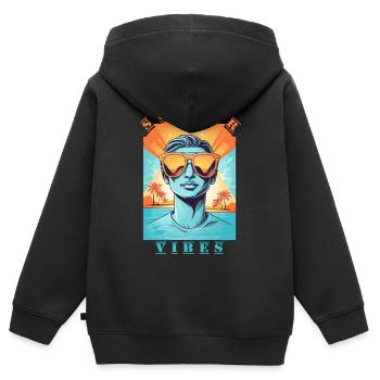 Hipsters cool - Sweat Premium à capuche zippé enfant bio - noir - Dos - AI Model Kid Male (0cm)