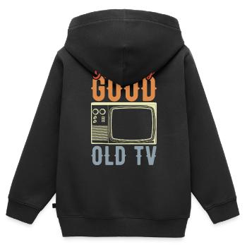 Télévision à tube - Sweat Premium à capuche zippé enfant bio - noir - Dos - AI Model Kid Male (0cm)