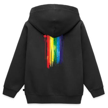 subtil et cool dégoulinant drapeau de la fierté design arc-en-ciel - Sweat Premium à capuche zippé enfant bio - noir - Dos - AI Model Kid Male (0cm)