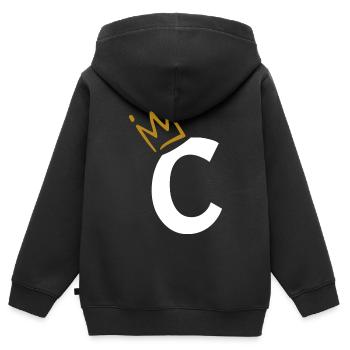 Buchstabe C - Anfangsbuchstabe C - Kinder Premium Organic Zip Hoodie - Schwarz - Hinten - AI Model Kid Male (0cm)