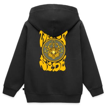 West side - Kids Premium Organic Zip-up Hoodie - black - Back - AI Model Kid Male (0cm)