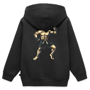 Graphiques Kickboxer Pixel - Sweat Premium à capuche zippé enfant bio - noir - Dos - AI Model Kid Male (0cm)