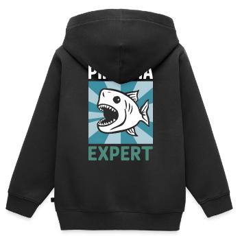 Piranha - Kinder Premium Organic Zip Hoodie - Schwarz - Hinten - AI Model Kid Male (0cm)