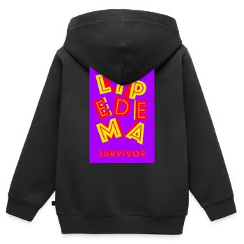 Survivant du lipœdème - Sweat Premium à capuche zippé enfant bio - noir - Dos - AI Model Kid Male (0cm)